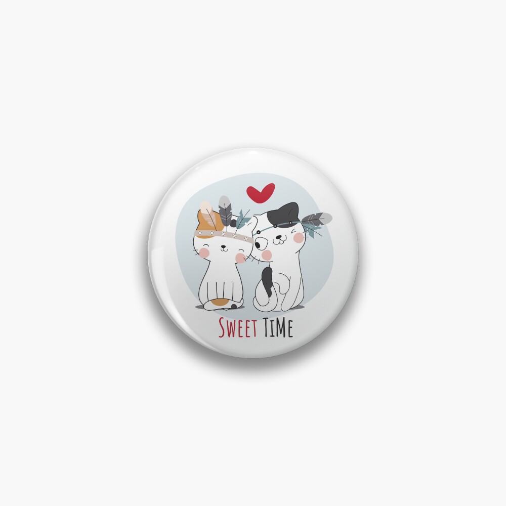 Sweet Time Cats :D Pin - cute pet design by HackerLooks