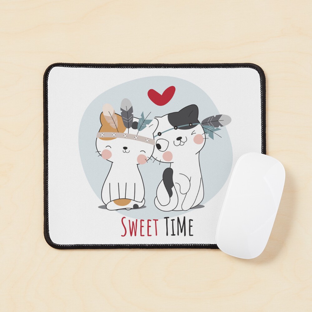 Sweet Time Cats :D Mouse Pad - cute pet design by HackerLooks
