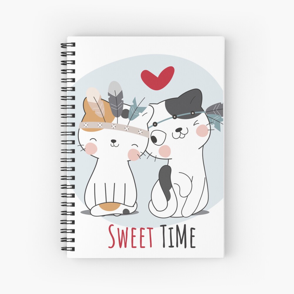 Sweet Time Cats :D Spiral Notebook - cute pet design by HackerLooks