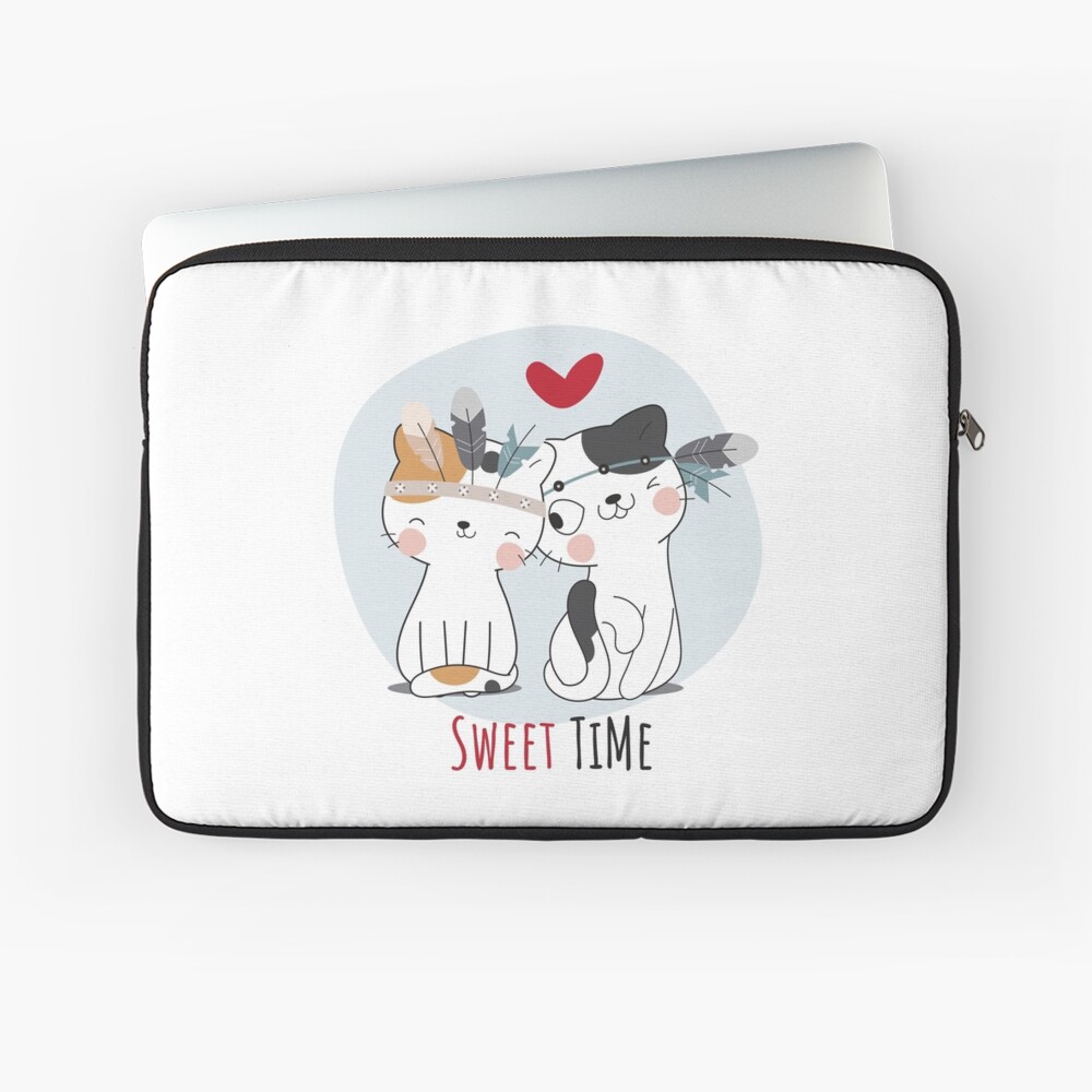 Sweet Time Cats :D Laptop Sleeve - cute pet design by HackerLooks