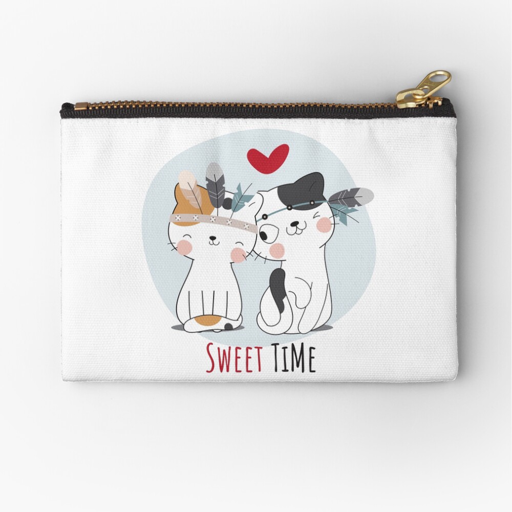 Sweet Time Cats :D Zipper Pouch - cute pet design by HackerLooks