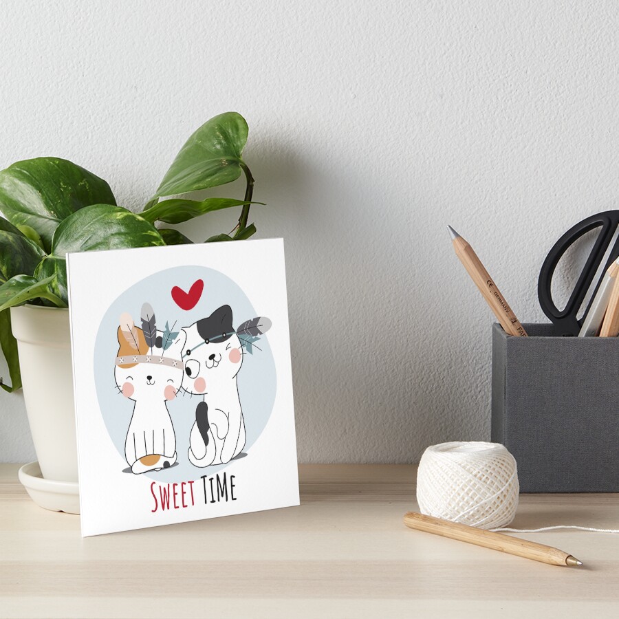 Sweet Time Cats :D Art Board Print - cute pet design by HackerLooks