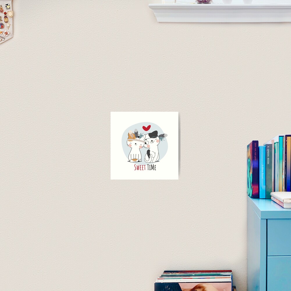 Sweet Time Cats :D Art Print - cute pet design by HackerLooks