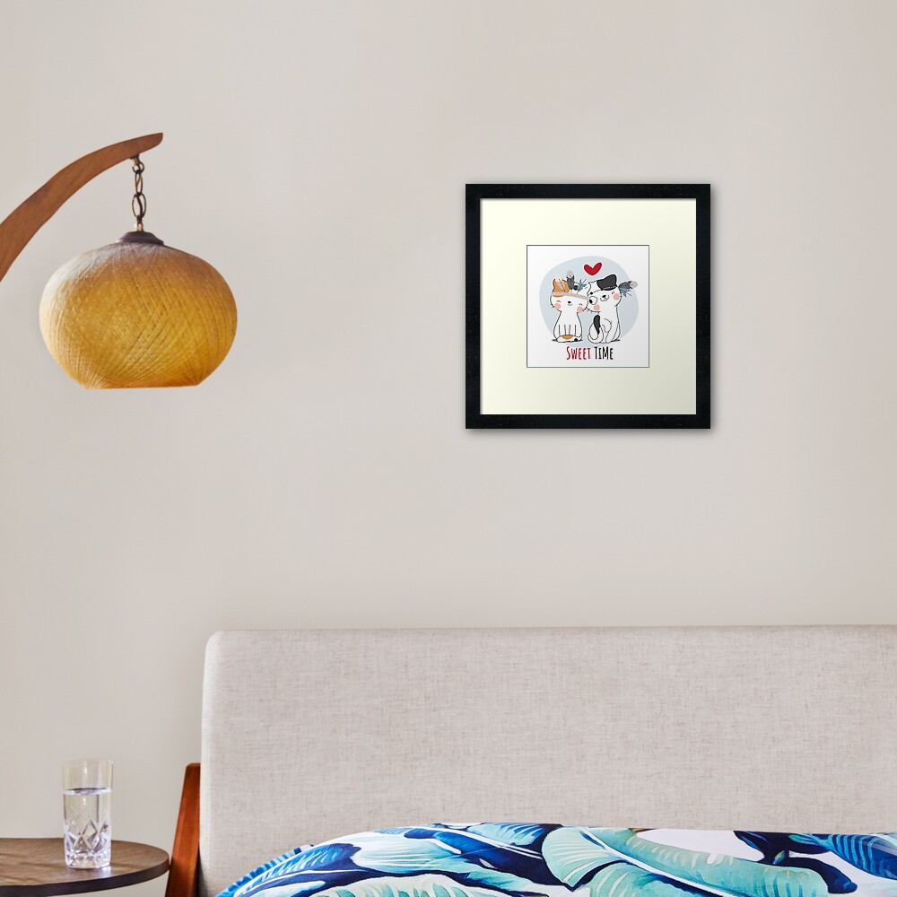 Sweet Time Cats :D Framed Art Print - cute pet design by HackerLooks