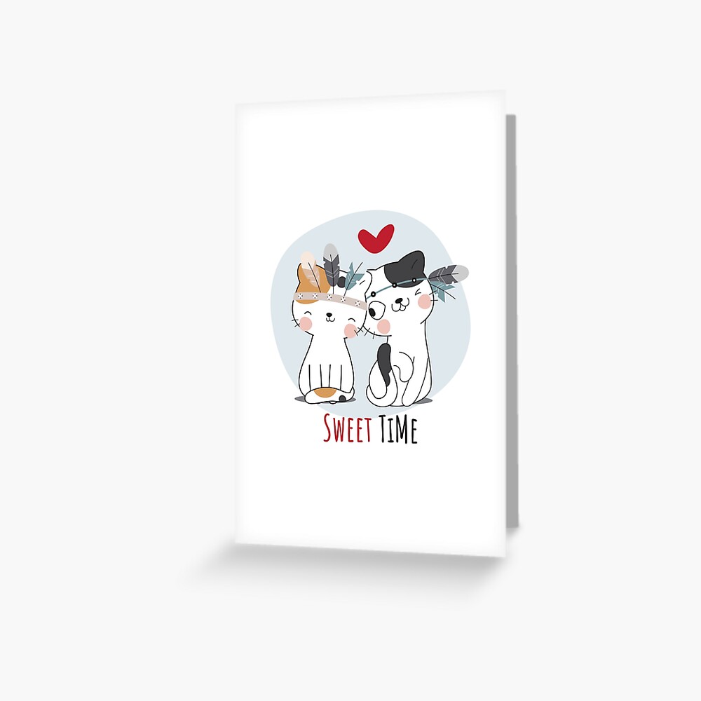 Sweet Time Cats :D Greeting Card - cute pet design by HackerLooks