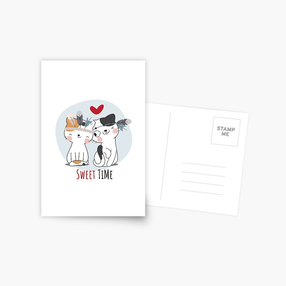 Sweet Time Cats :D Postcard - cute pet design by HackerLooks