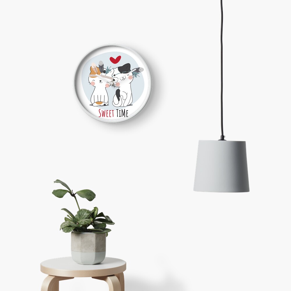 Sweet Time Cats :D Clock - cute pet design by HackerLooks