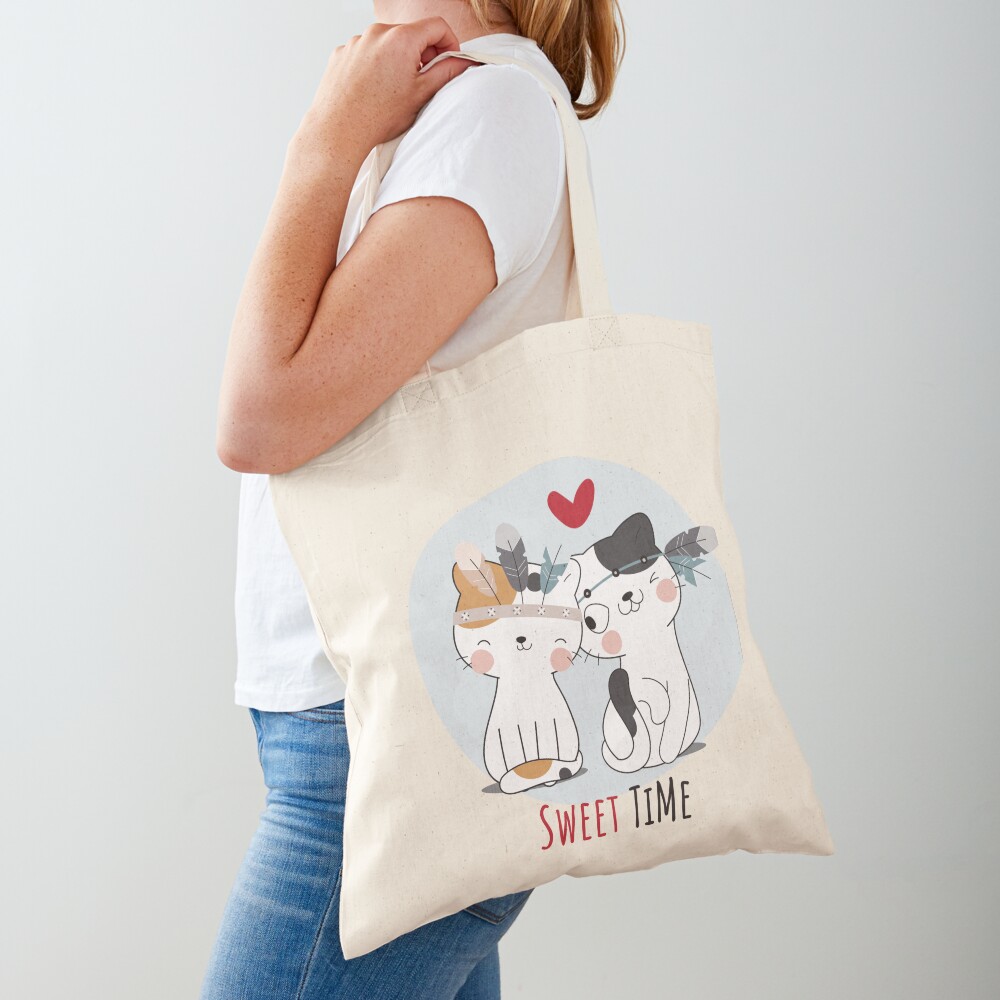 Sweet Time Cats :D Cotton Tote Bag - cute pet design by HackerLooks