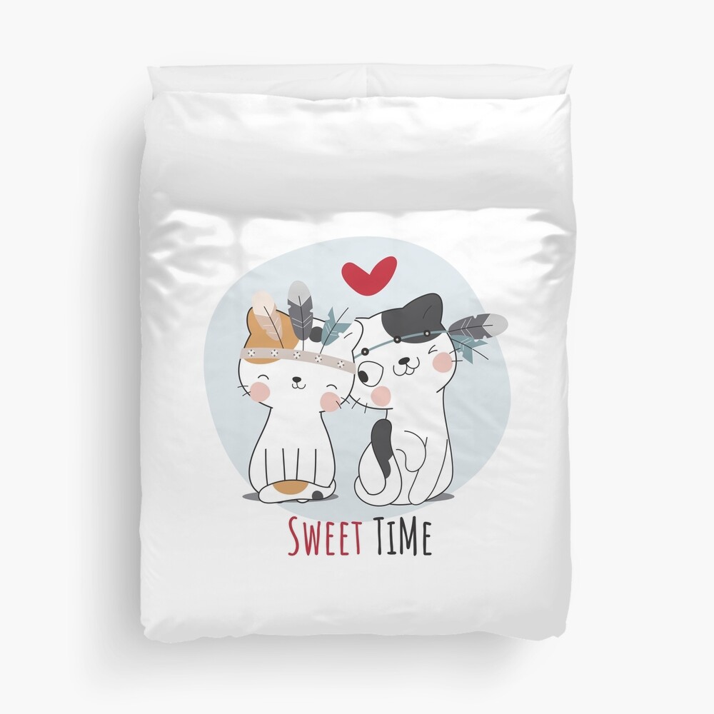 Sweet Time Cats :D Duvet Cover - cute pet design by HackerLooks
