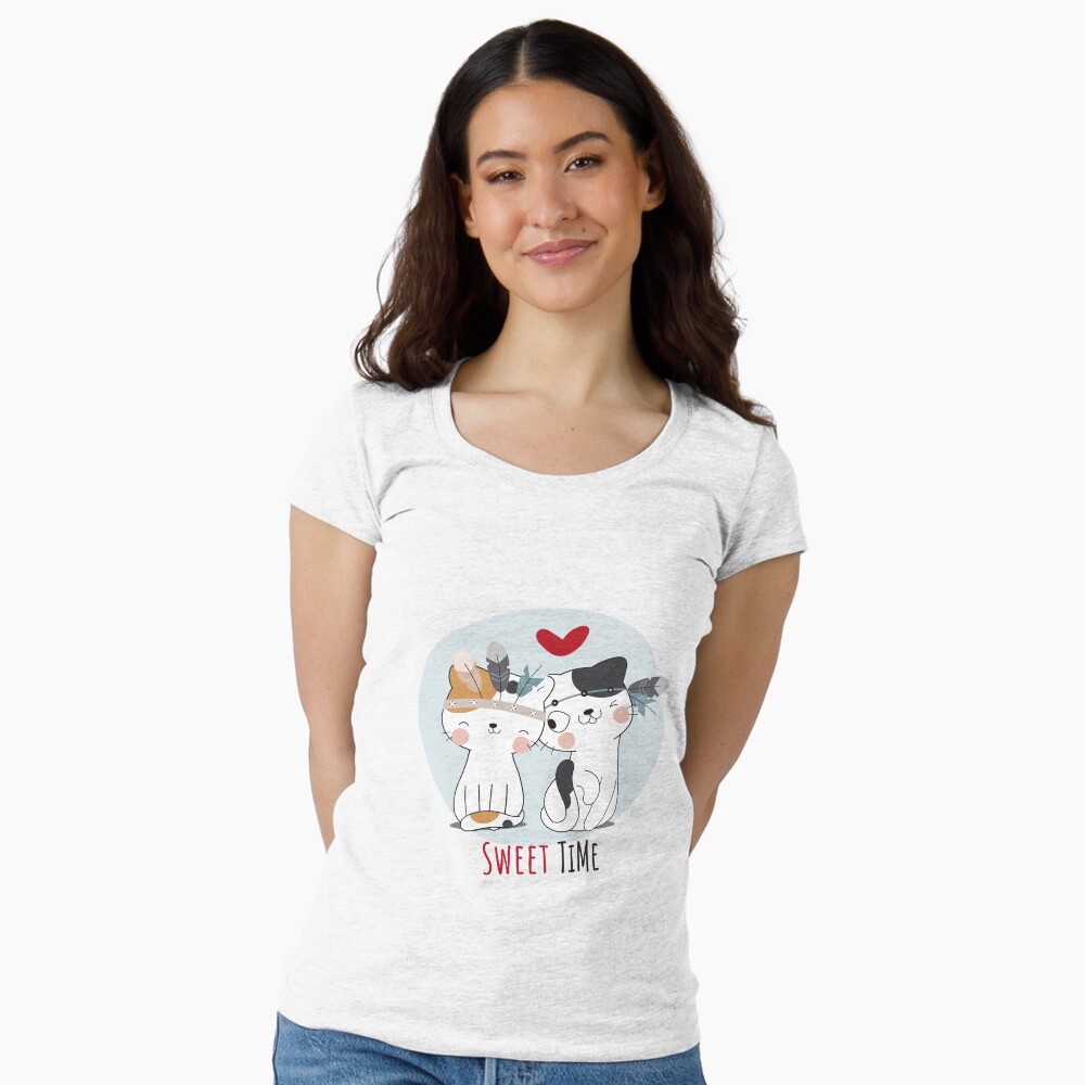 Sweet Time Cats :D Fitted Scoop T-Shirt - cute pet design by HackerLooks