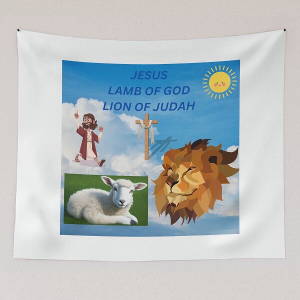 Item preview, JESUS lamb of God lion of Judah cartoon designed and sold by jubileerose78.