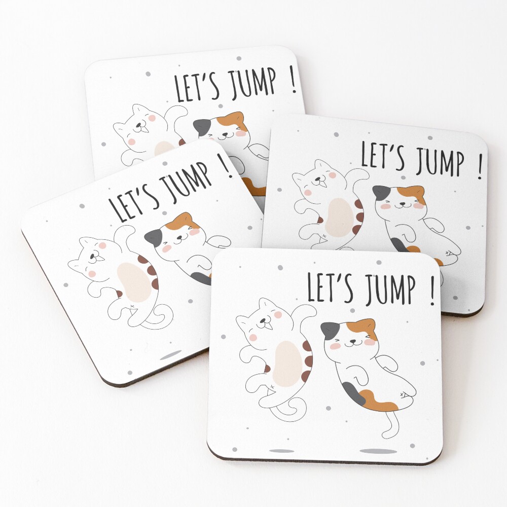 Let's Jump Cats :D Coasters (Set of 4) - cute pet design by HackerLooks