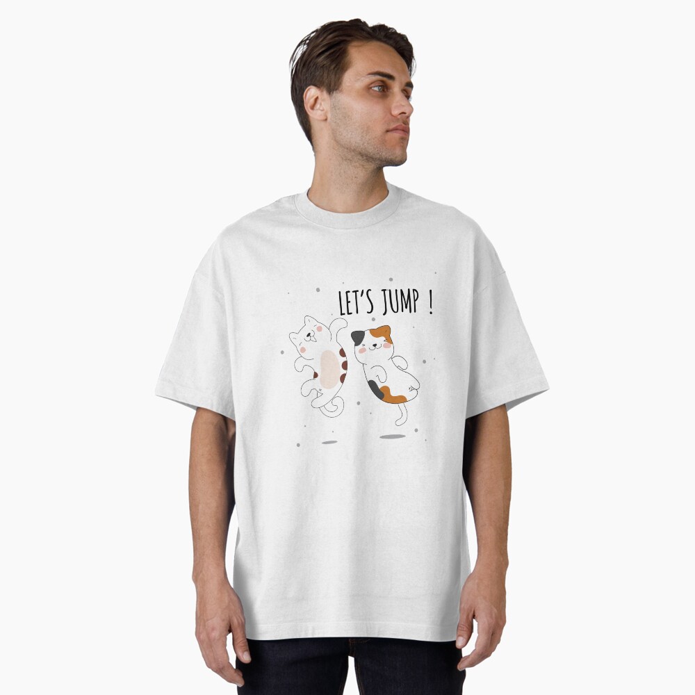 Let's Jump Cats :D Oversized T-Shirt - cute pet design by HackerLooks