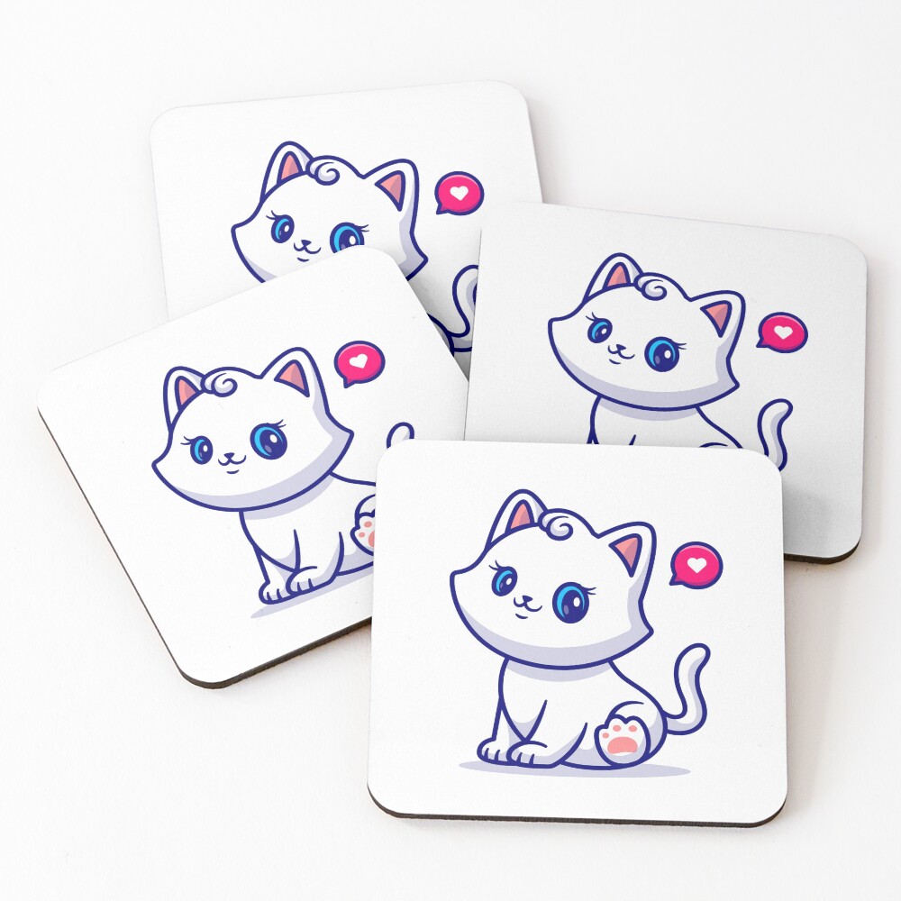 Cute Kitten Coasters (Set of 4) - cute pet design by HackerLooks