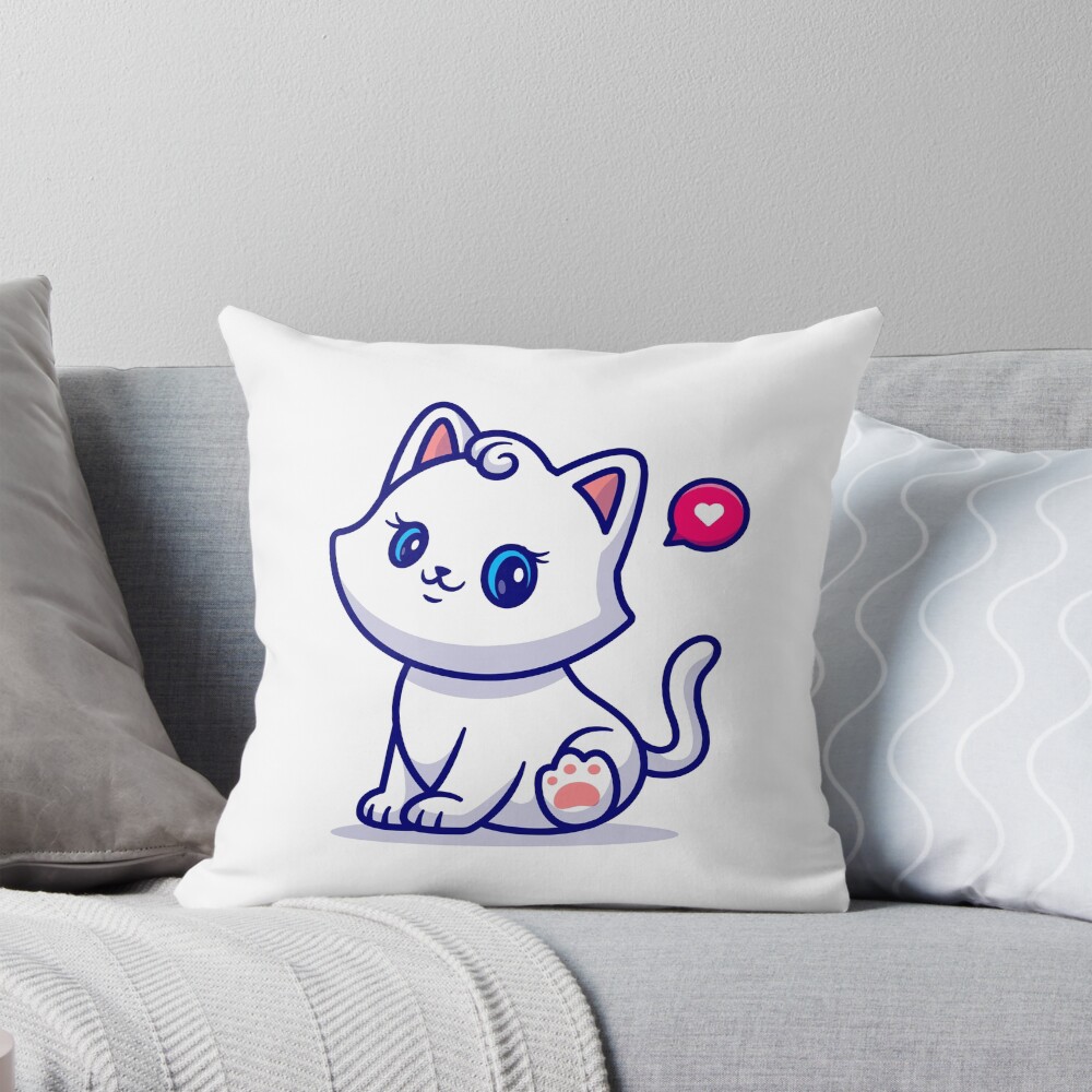 Cute Kitten Throw Pillow - cute pet design by HackerLooks