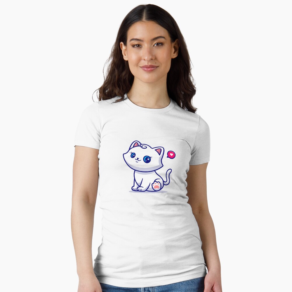 Cute Kitten Fitted T-Shirt - cute pet design by HackerLooks