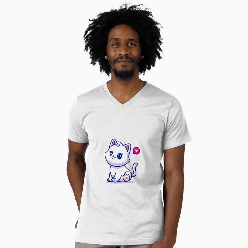 Cute Kitten V-Neck T-Shirt - cute pet design by HackerLooks