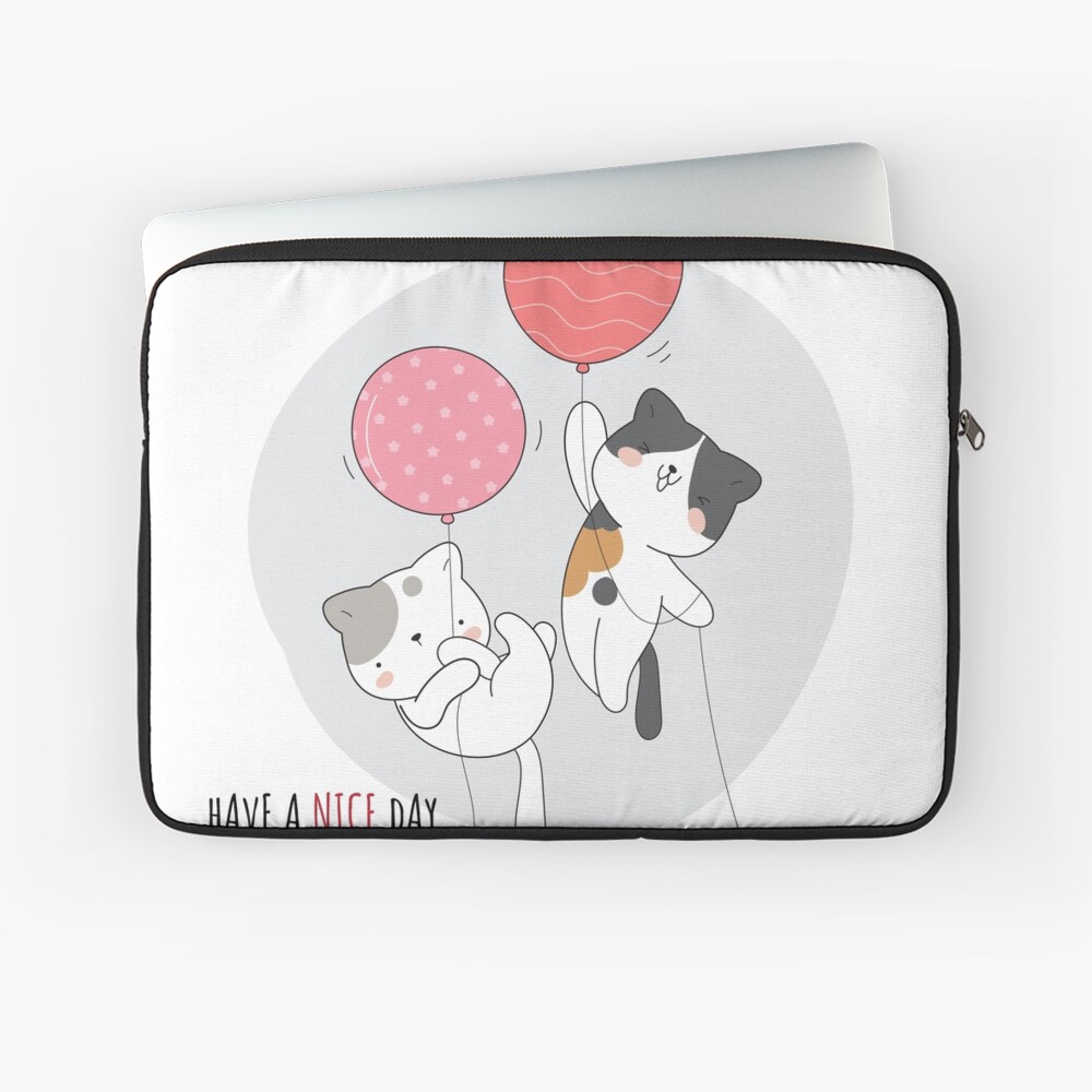 Have a Nice Day .. Cats Laptop Sleeve - cute pet design by HackerLooks