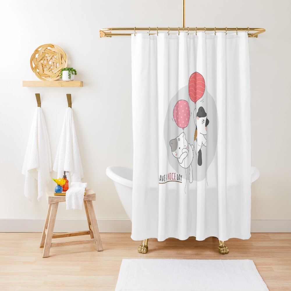 Have a Nice Day .. Cats Shower Curtain - cute pet design by HackerLooks