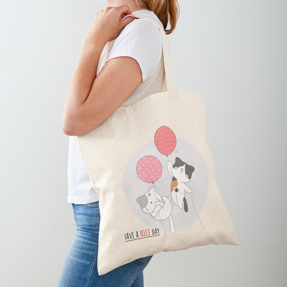 Have a Nice Day .. Cats Cotton Tote Bag - cute pet design by HackerLooks