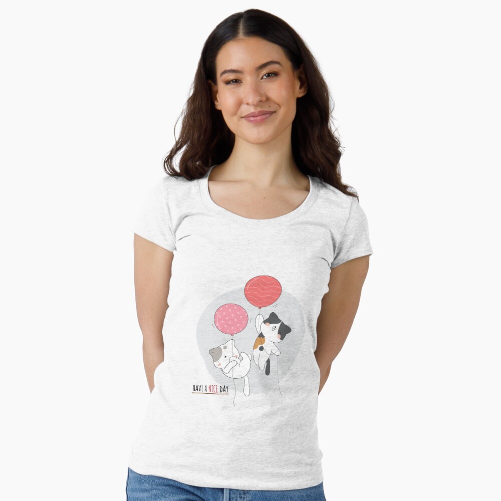 Have a Nice Day .. Cats Fitted Scoop T-Shirt - cute pet design by HackerLooks