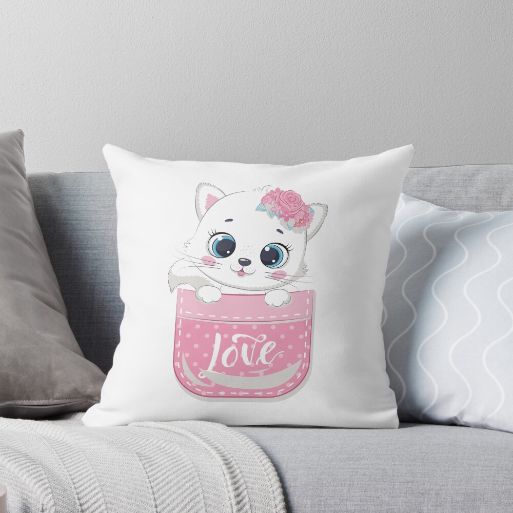 Super Cute Throw Pillow - cute pet design by HackerLooks
