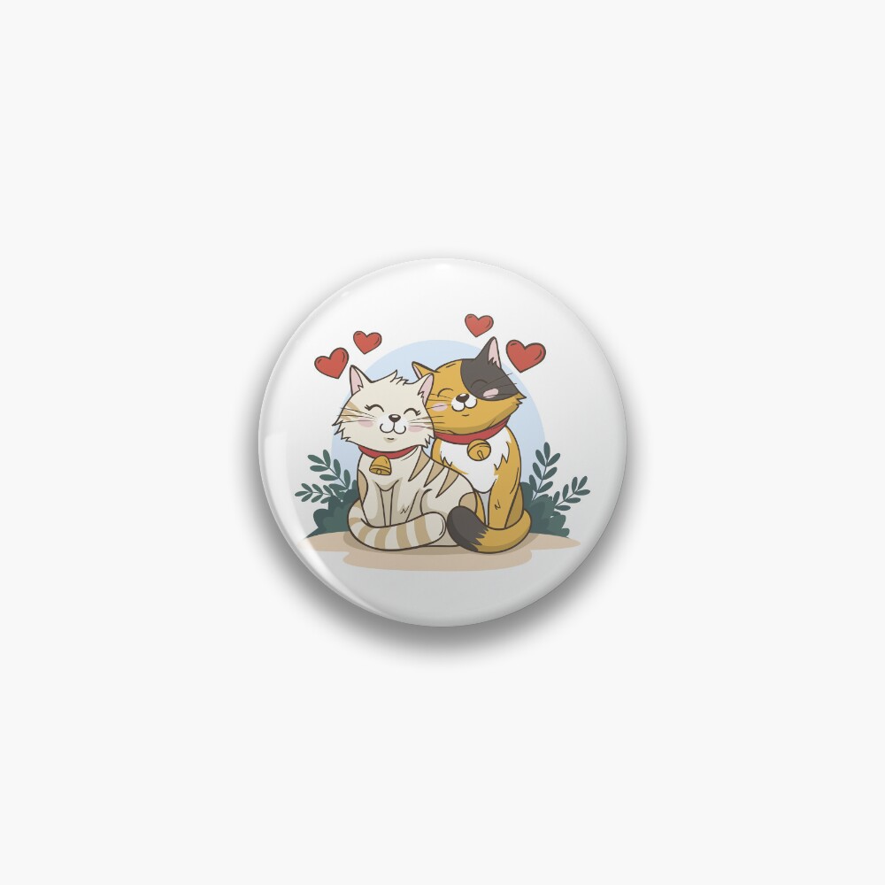 Cats in Love :D Pin - cute pet design by HackerLooks
