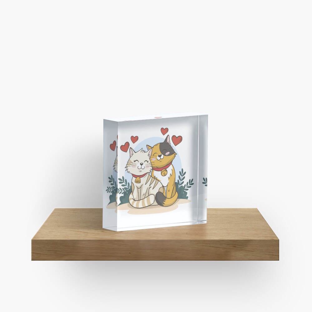 Cats in Love :D Acrylic Block - cute pet design by HackerLooks