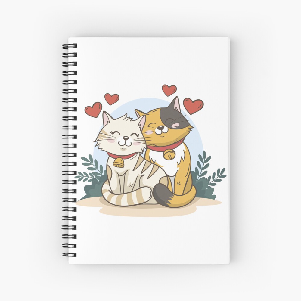 Cats in Love :D Spiral Notebook - cute pet design by HackerLooks