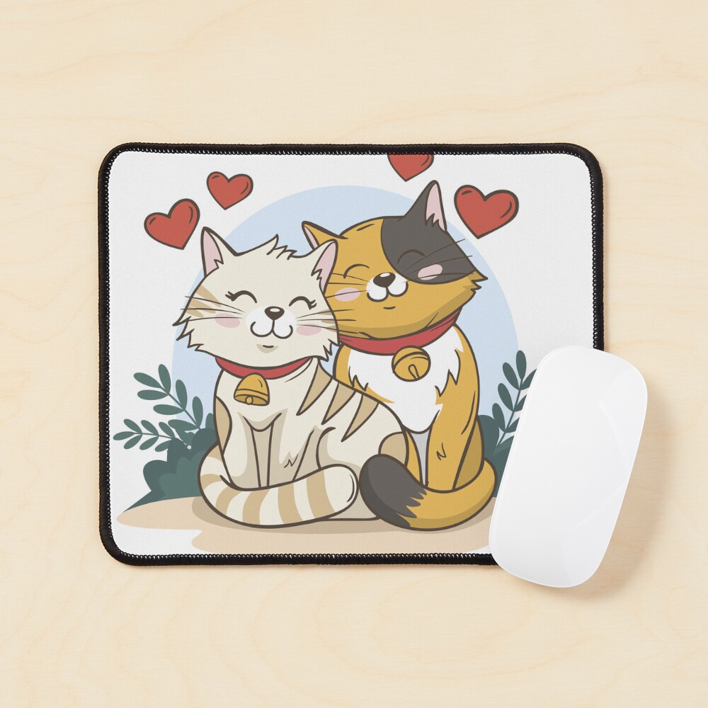 Cats in Love :D Mouse Pad - cute pet design by HackerLooks
