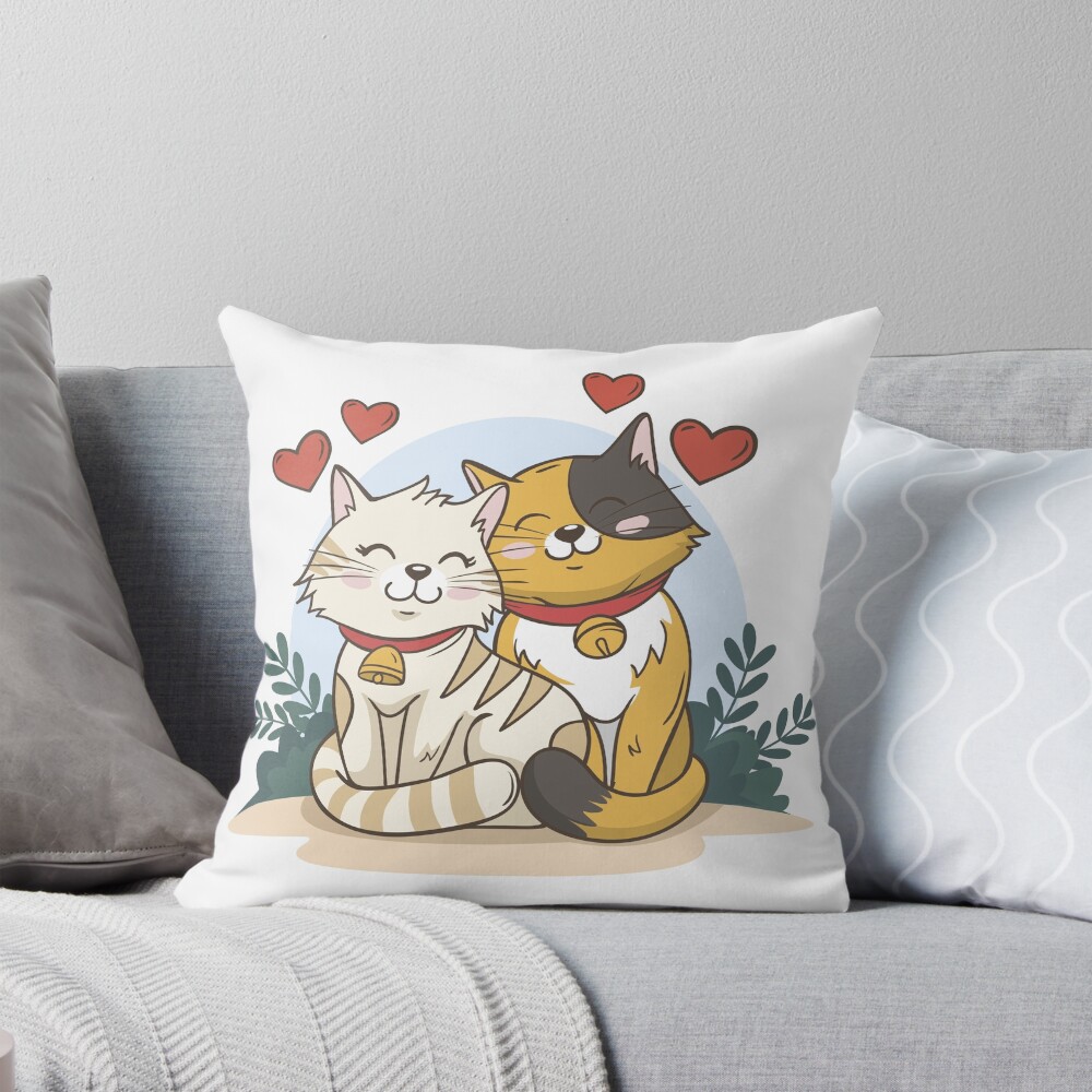 Cats in Love :D Throw Pillow - cute pet design by HackerLooks