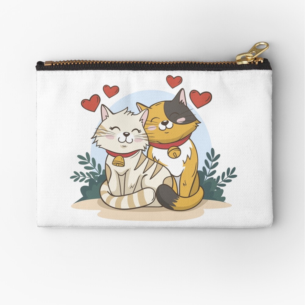 Cats in Love :D Zipper Pouch - cute pet design by HackerLooks