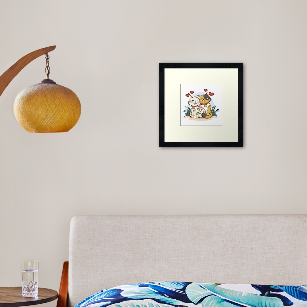 Cats in Love :D Framed Art Print - cute pet design by HackerLooks