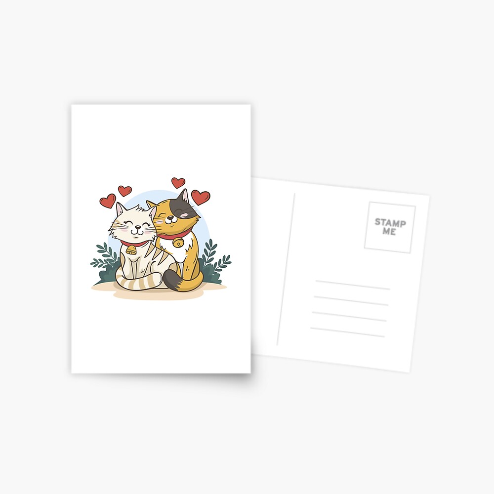 Cats in Love :D Postcard - cute pet design by HackerLooks