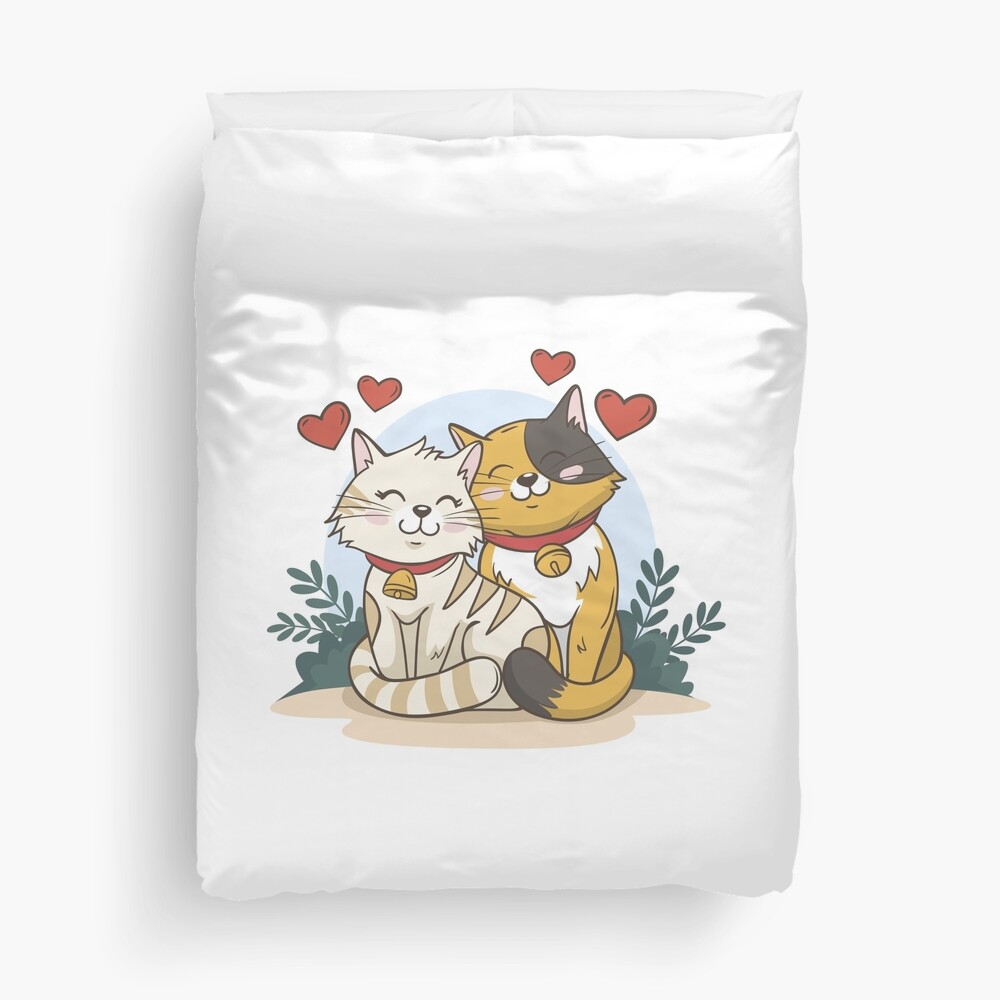 Cats in Love :D Duvet Cover - cute pet design by HackerLooks