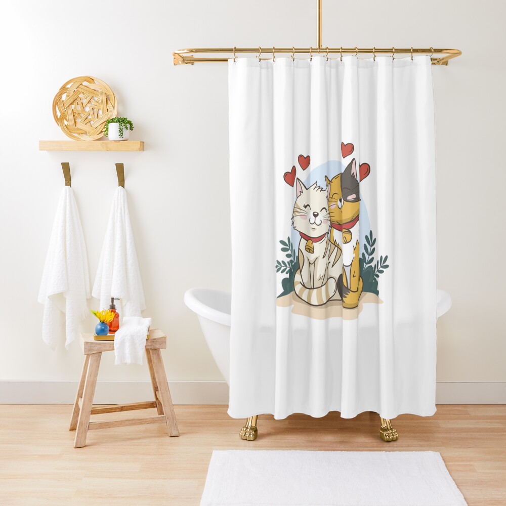 Cats in Love :D Shower Curtain - cute pet design by HackerLooks