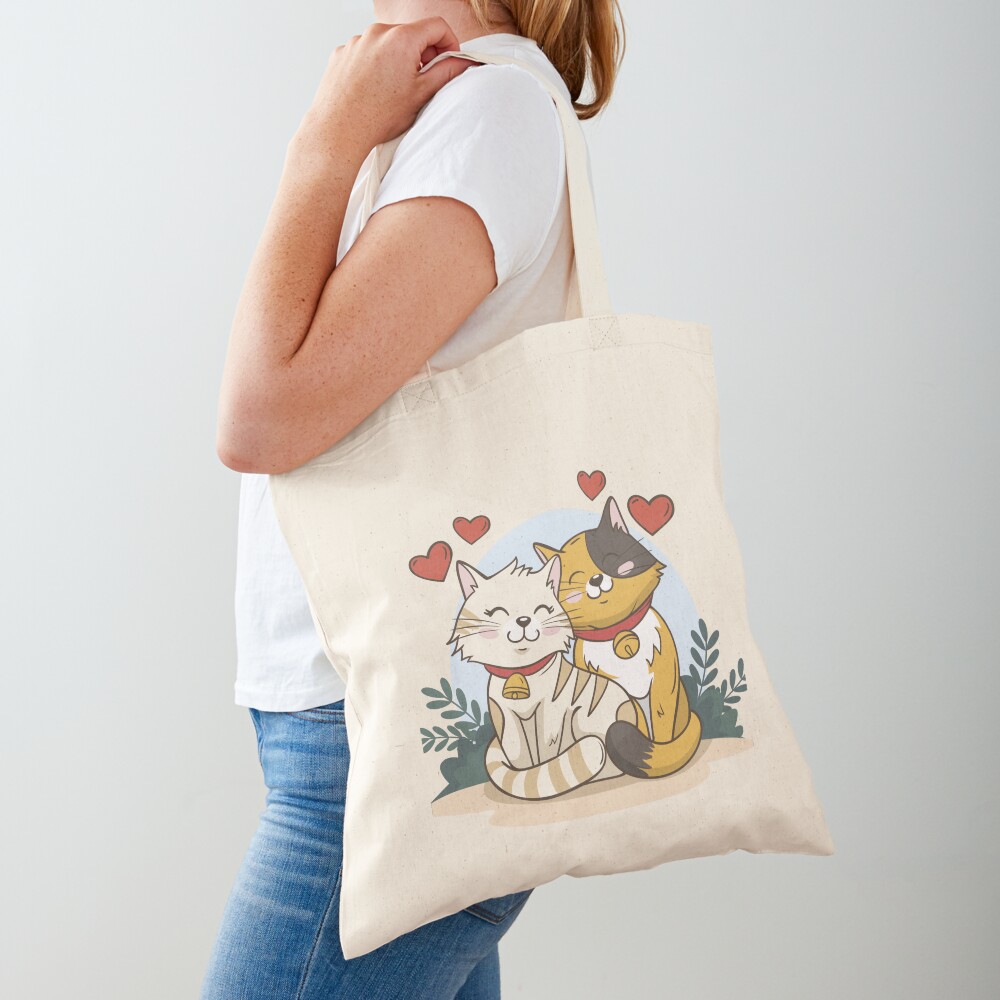 Cats in Love :D Cotton Tote Bag - cute pet design by HackerLooks