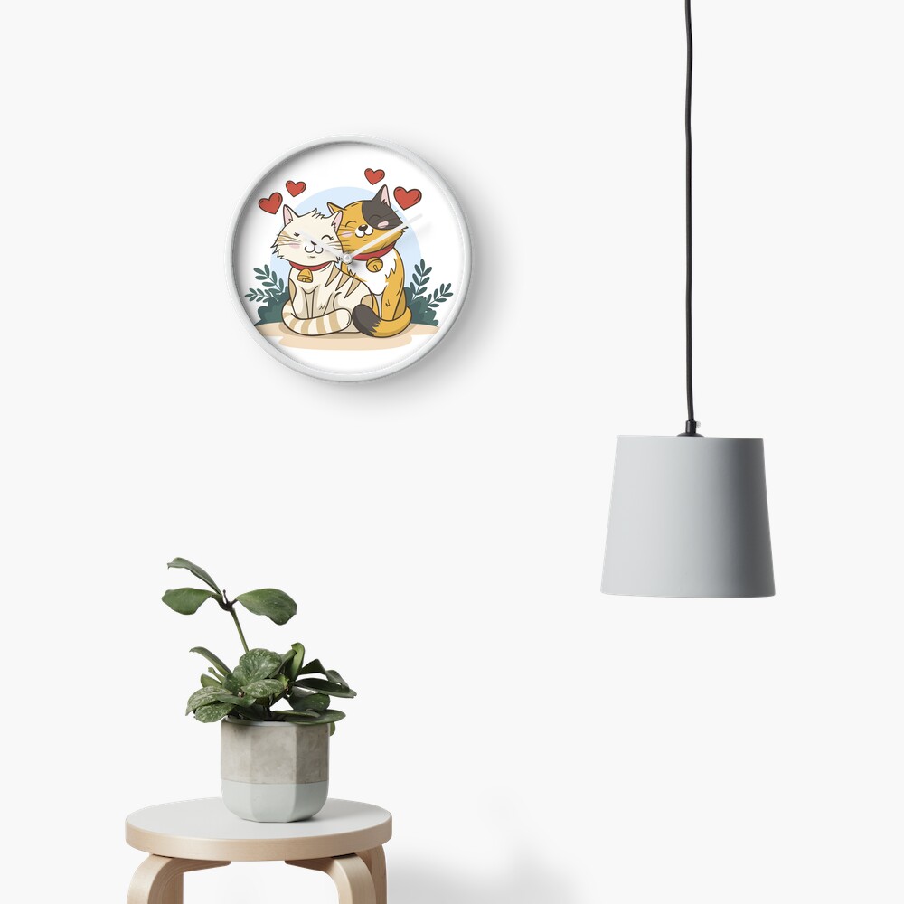Cats in Love :D Clock - cute pet design by HackerLooks