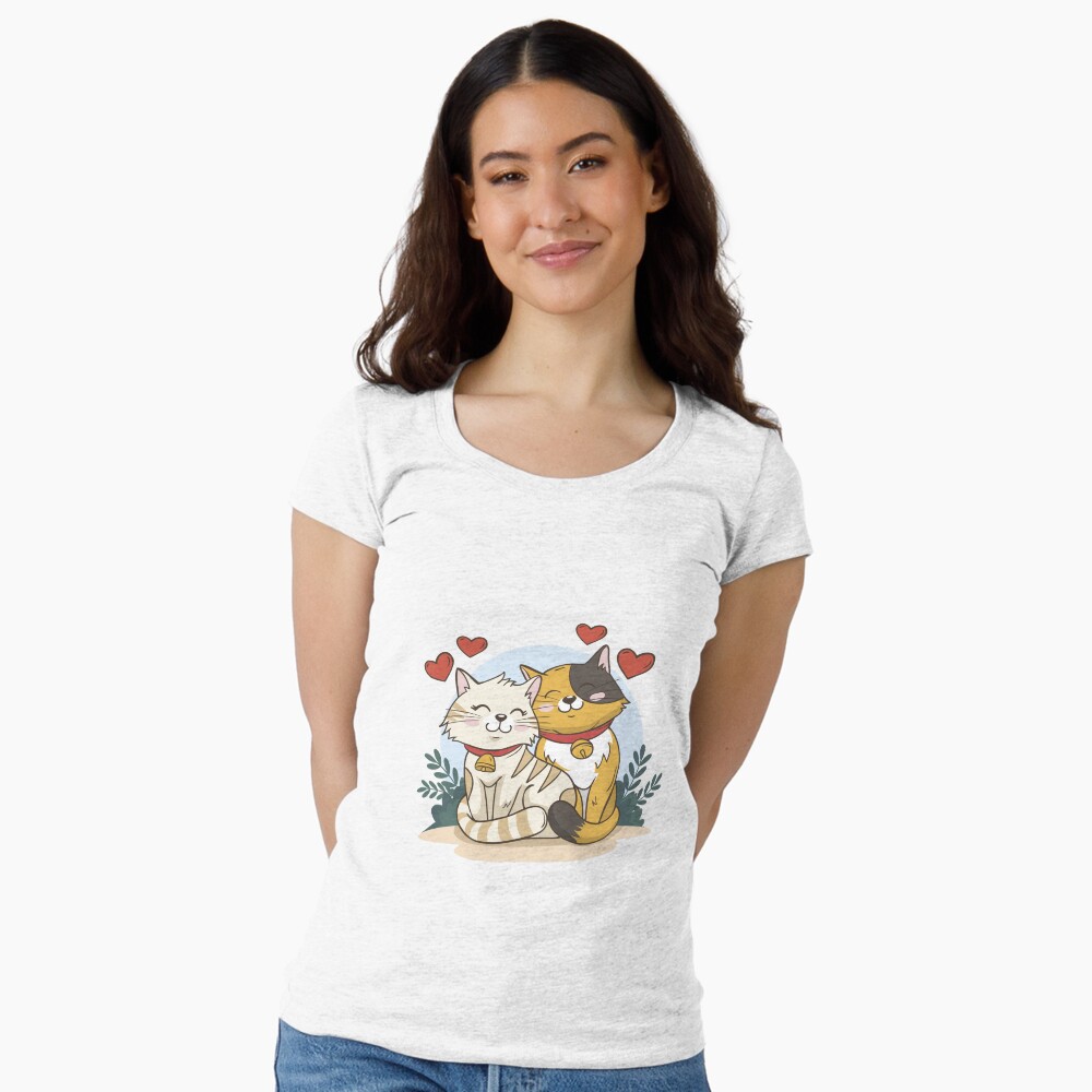 Cats in Love :D Fitted Scoop T-Shirt - cute pet design by HackerLooks