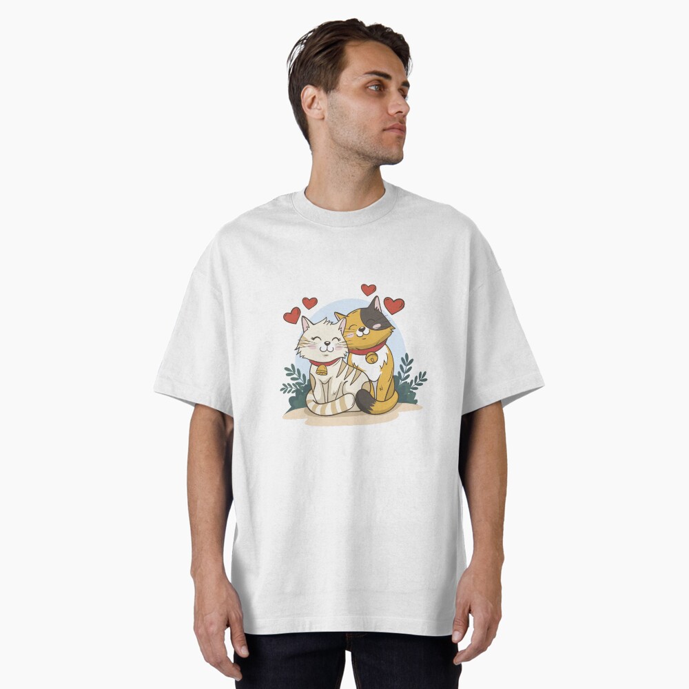 Cats in Love :D Oversized T-Shirt - cute pet design by HackerLooks
