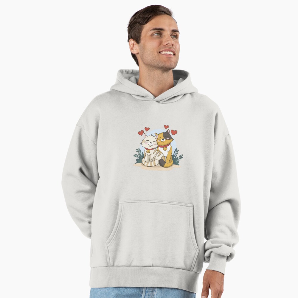 Cats in Love :D Premium Oversized Hoodie - cute pet design by HackerLooks