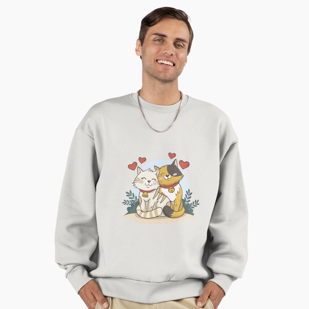 Cats in Love :D Premium Oversized Sweatshirt - cute pet design by HackerLooks