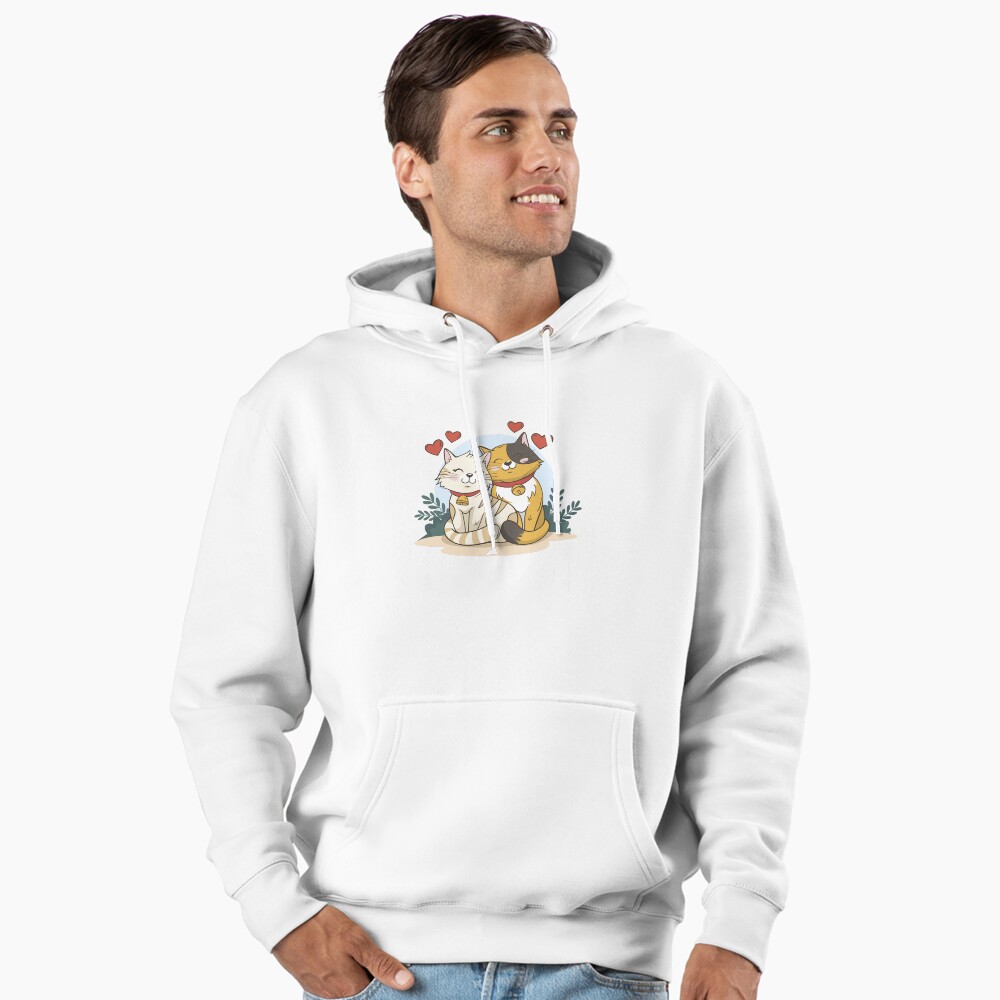 Cats in Love :D Pullover Hoodie - cute pet design by HackerLooks