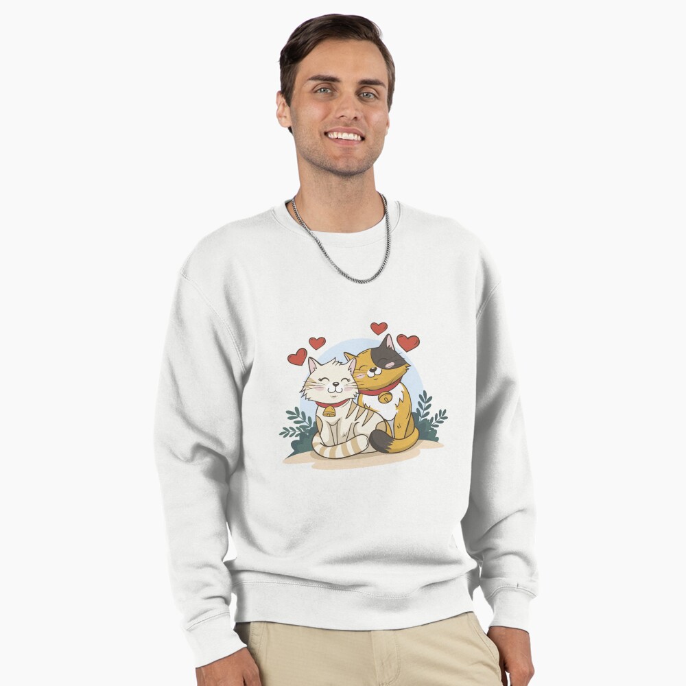 Cats in Love :D Pullover Sweatshirt - cute pet design by HackerLooks
