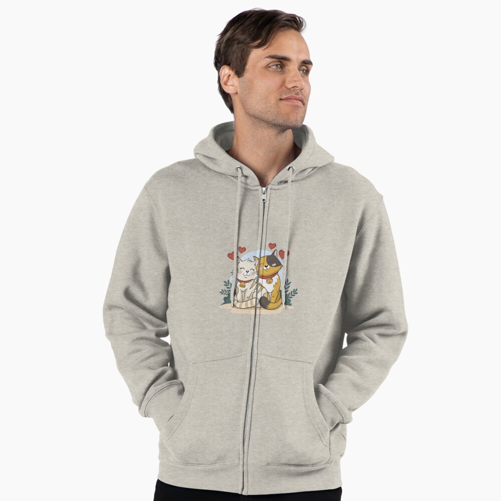 Cats in Love :D Zipped Hoodie - cute pet design by HackerLooks