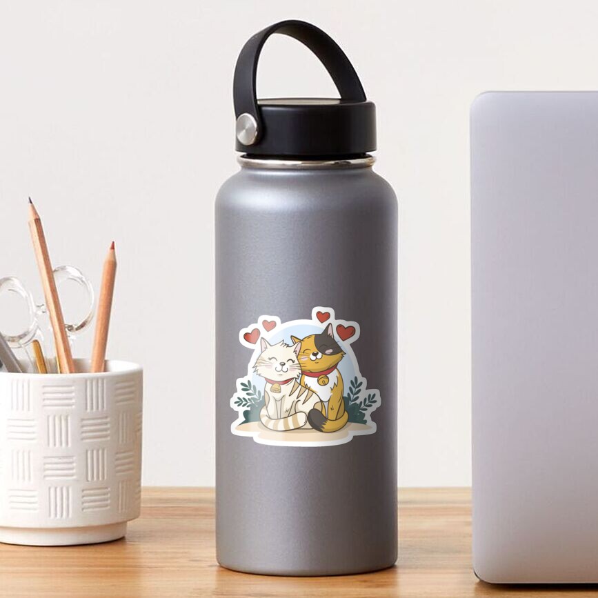 Cats in Love :D Glossy Sticker - cute pet design by HackerLooks