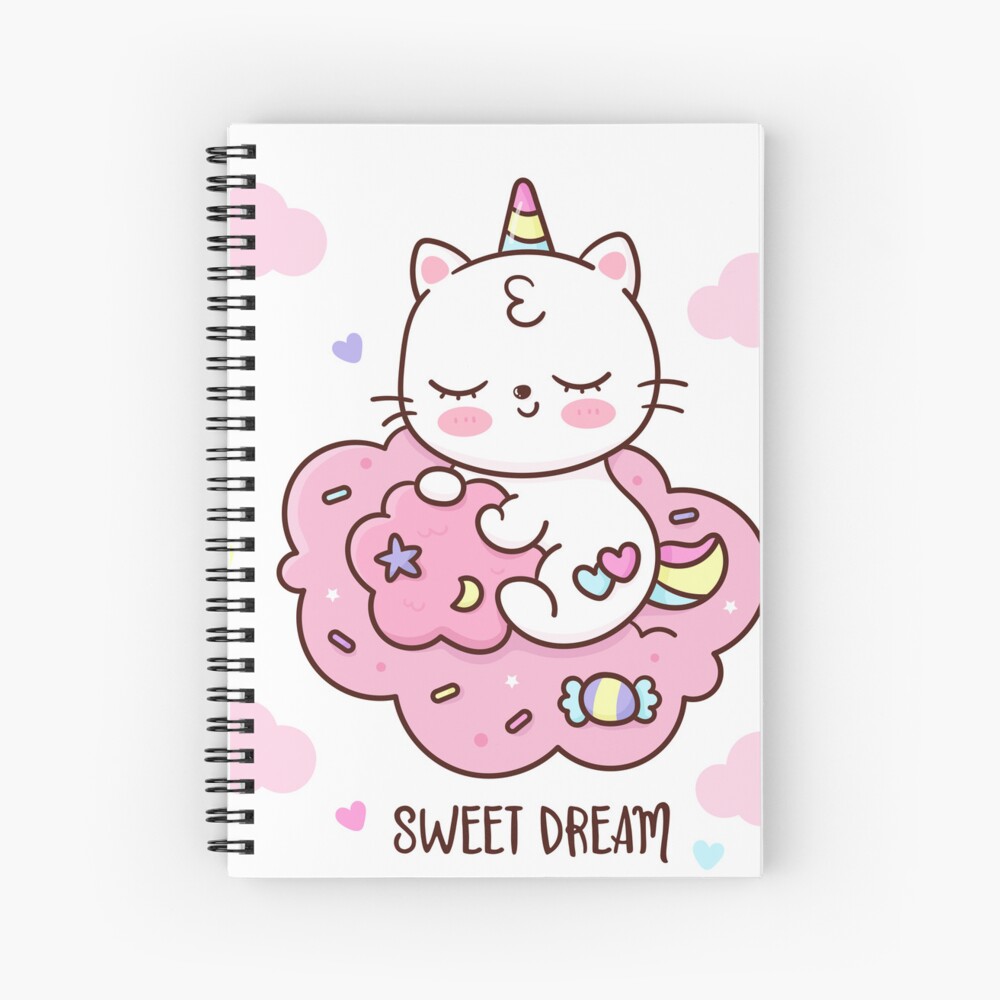 Cute Unicorn (Heart) Spiral Notebook - unicorn fantasy design by HackerLooks