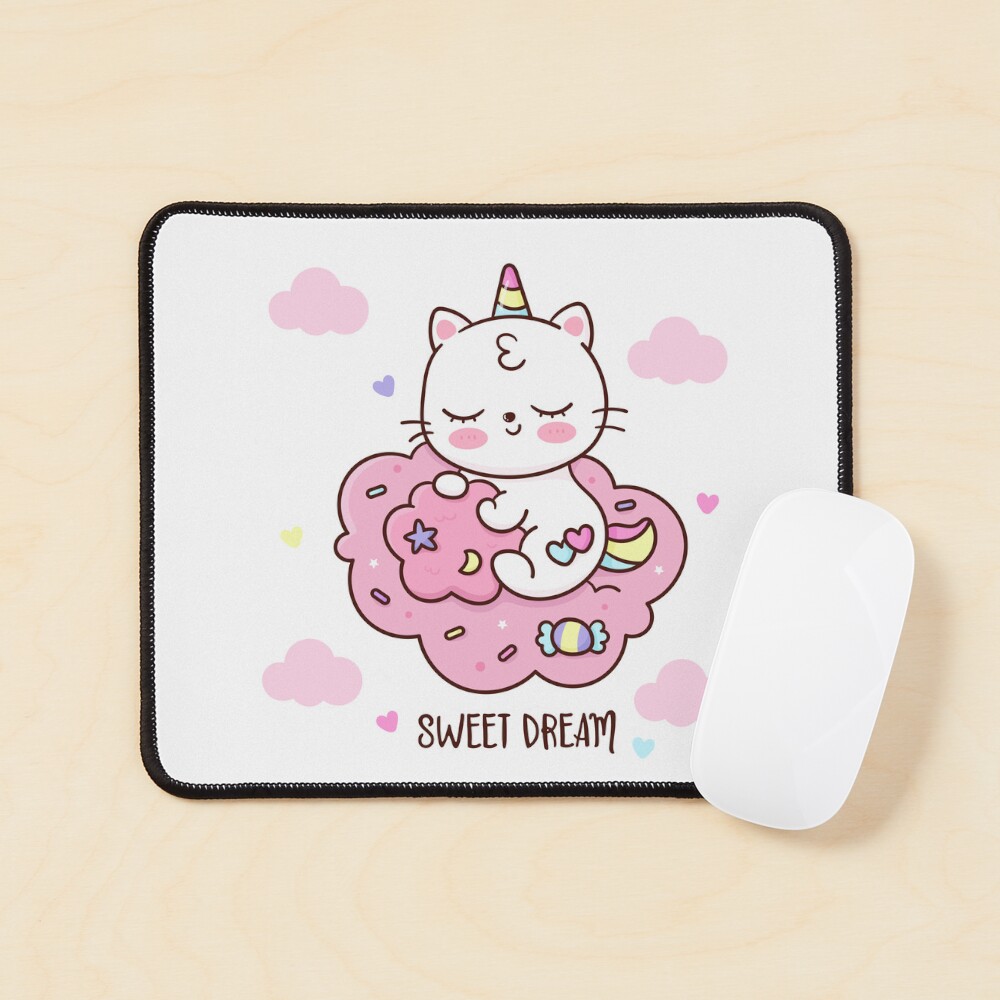 Cute Unicorn (Heart) Mouse Pad - unicorn fantasy design by HackerLooks
