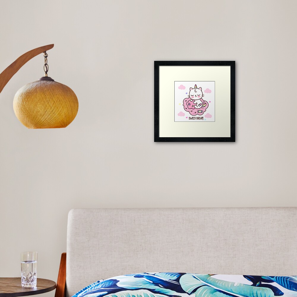 Cute Unicorn (Heart) Framed Art Print - unicorn fantasy design by HackerLooks