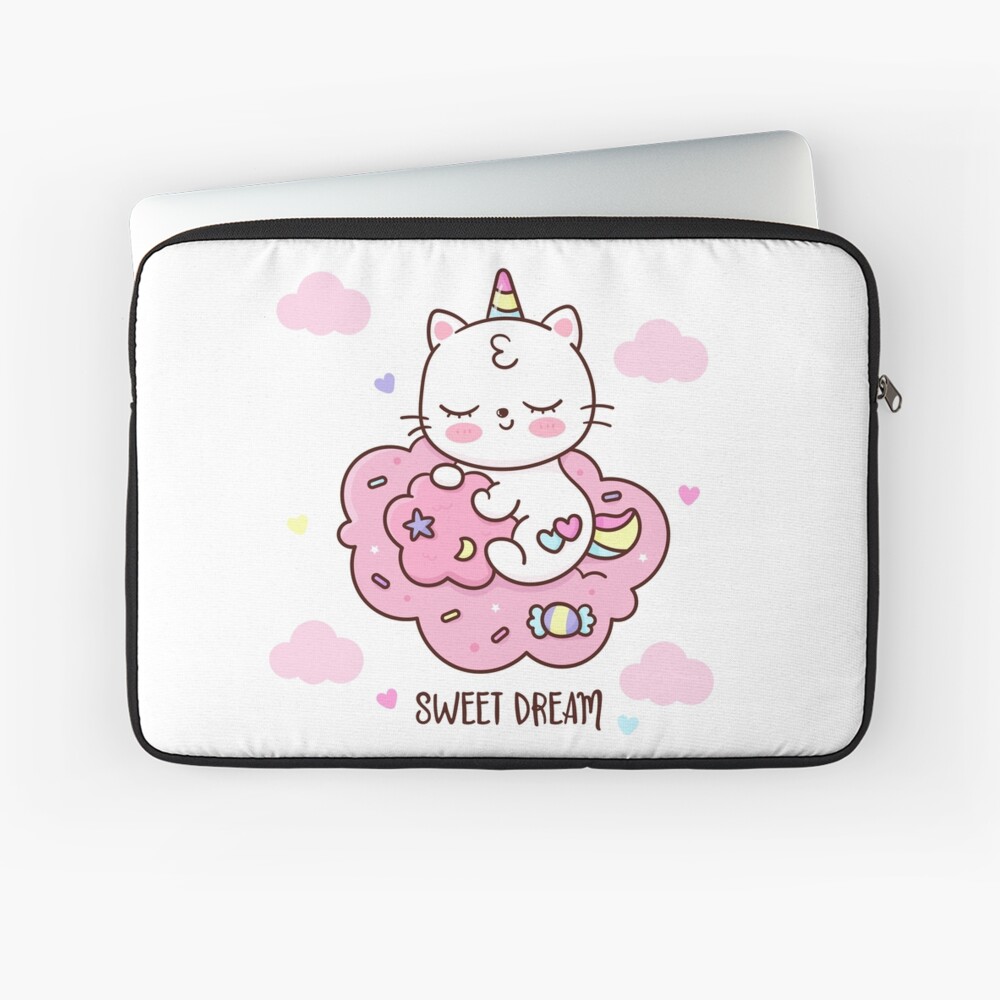 Cute Unicorn (Heart) Laptop Sleeve - unicorn fantasy design by HackerLooks